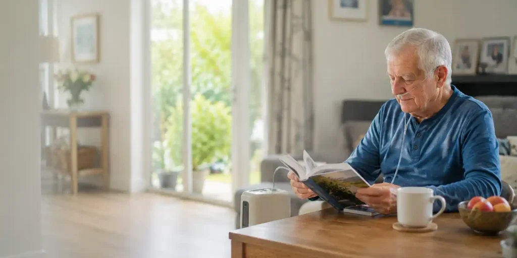Peaceful Reading with Oxygen Support - Equipment finding CROP.webp